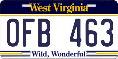WV license plate OFB463