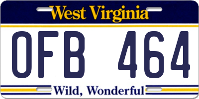 WV license plate OFB464