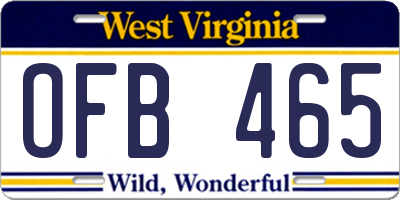 WV license plate OFB465