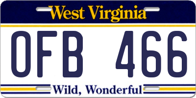 WV license plate OFB466