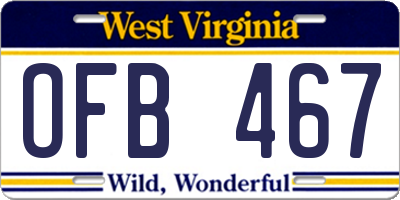WV license plate OFB467