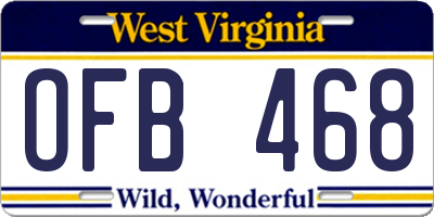 WV license plate OFB468