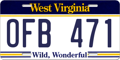 WV license plate OFB471