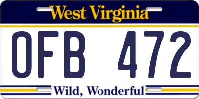 WV license plate OFB472
