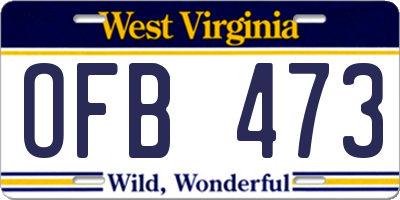 WV license plate OFB473