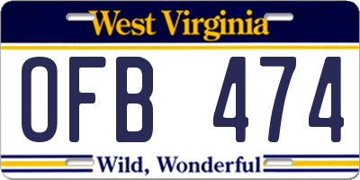 WV license plate OFB474