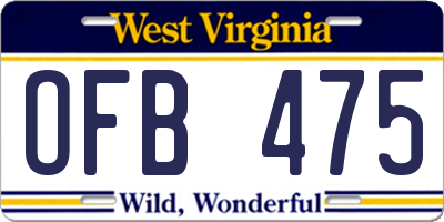 WV license plate OFB475