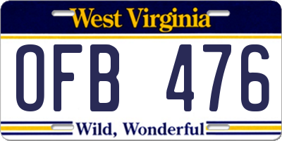 WV license plate OFB476