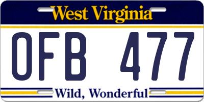 WV license plate OFB477