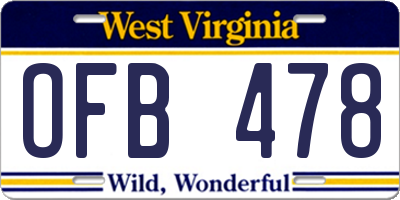 WV license plate OFB478