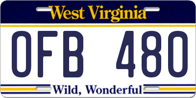 WV license plate OFB480