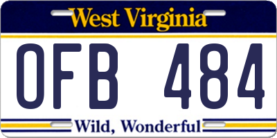 WV license plate OFB484