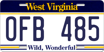 WV license plate OFB485