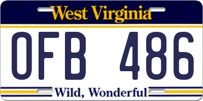 WV license plate OFB486