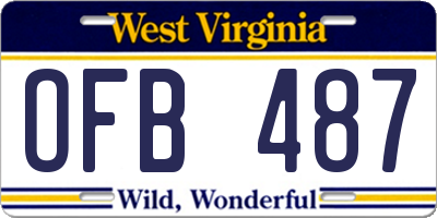WV license plate OFB487