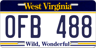 WV license plate OFB488