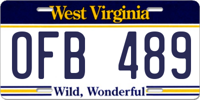 WV license plate OFB489