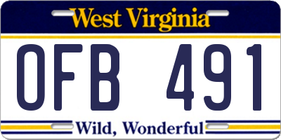WV license plate OFB491
