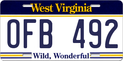 WV license plate OFB492