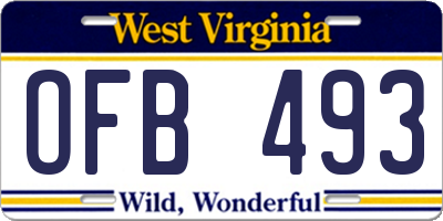 WV license plate OFB493
