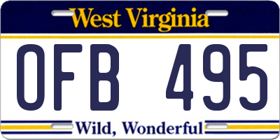 WV license plate OFB495