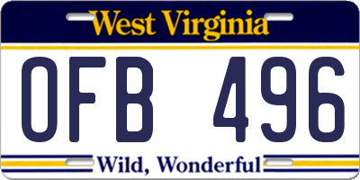 WV license plate OFB496