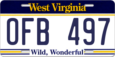 WV license plate OFB497