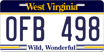 WV license plate OFB498