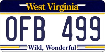 WV license plate OFB499