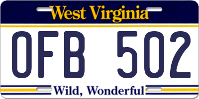 WV license plate OFB502