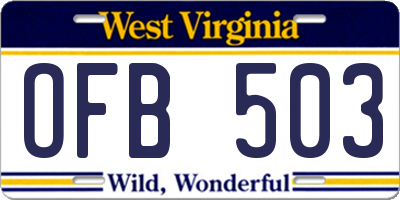 WV license plate OFB503