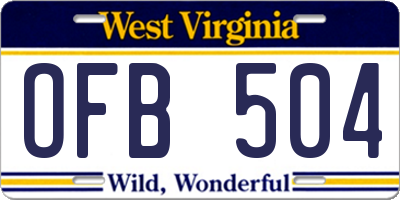 WV license plate OFB504