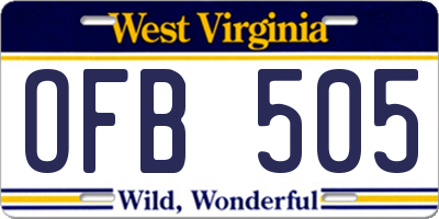 WV license plate OFB505