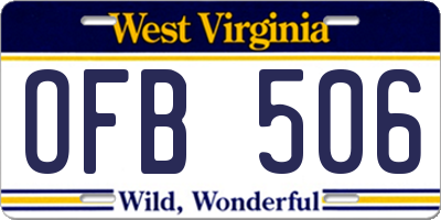 WV license plate OFB506