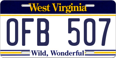 WV license plate OFB507
