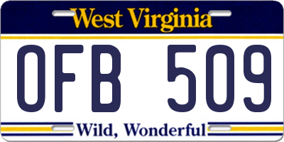 WV license plate OFB509