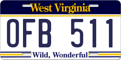 WV license plate OFB511