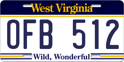WV license plate OFB512