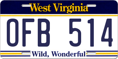 WV license plate OFB514