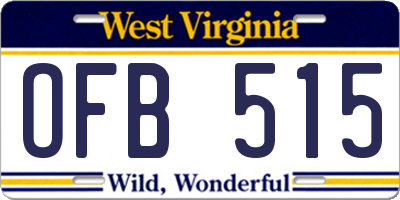 WV license plate OFB515