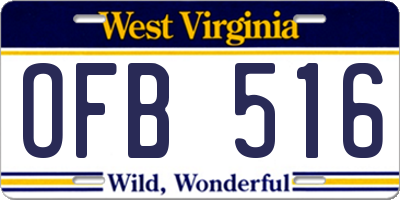 WV license plate OFB516