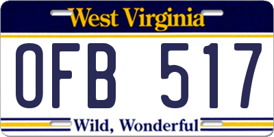 WV license plate OFB517