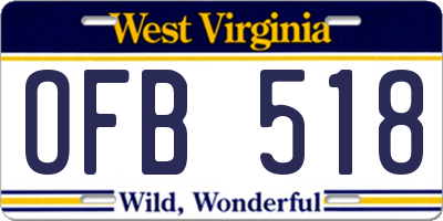 WV license plate OFB518