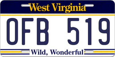 WV license plate OFB519