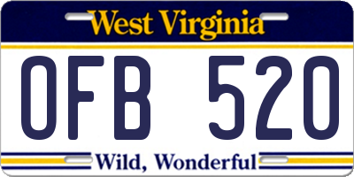 WV license plate OFB520