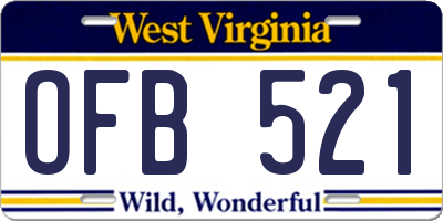 WV license plate OFB521