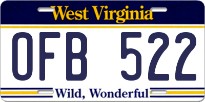 WV license plate OFB522