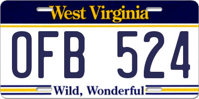 WV license plate OFB524