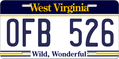 WV license plate OFB526