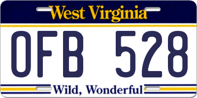 WV license plate OFB528